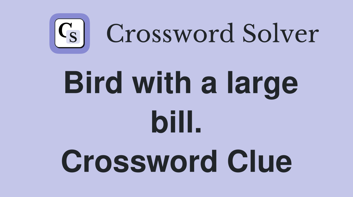 Bird with a large bill. Crossword Clue