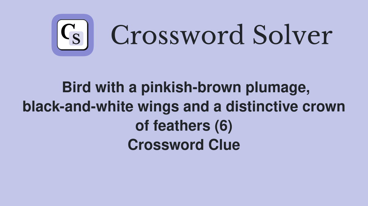 Bird with a pinkish-brown plumage, black-and-white wings and a distinctive crown of feathers (6) Crossword Clue