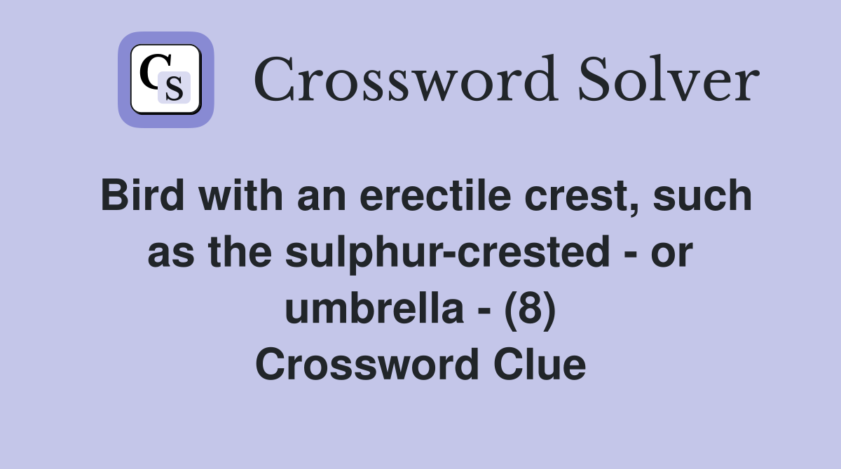 Bird with an erectile crest, such as the sulphur-crested - or umbrella - (8) Crossword Clue