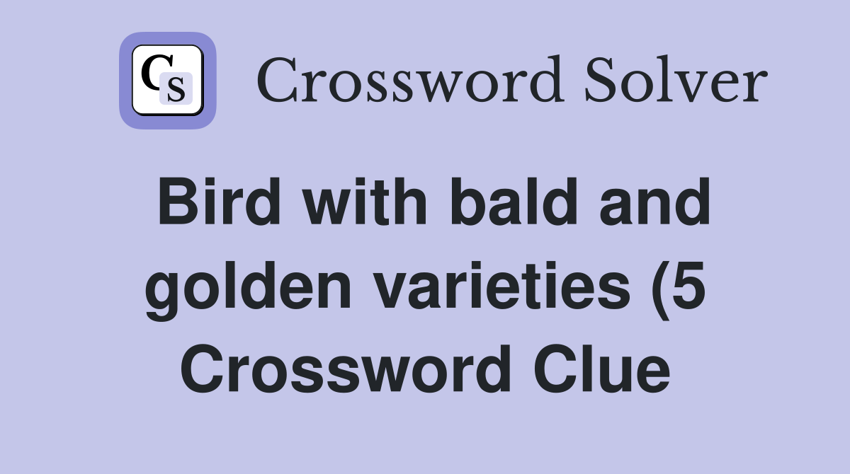 Bird with bald and golden varieties (5) Crossword Clue Answers Bird with bald and golden varieties (5) Crossword Clue Answers