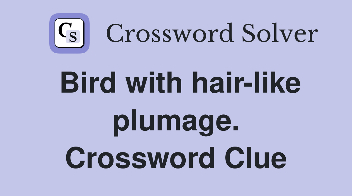 Bird with hair-like plumage. Crossword Clue