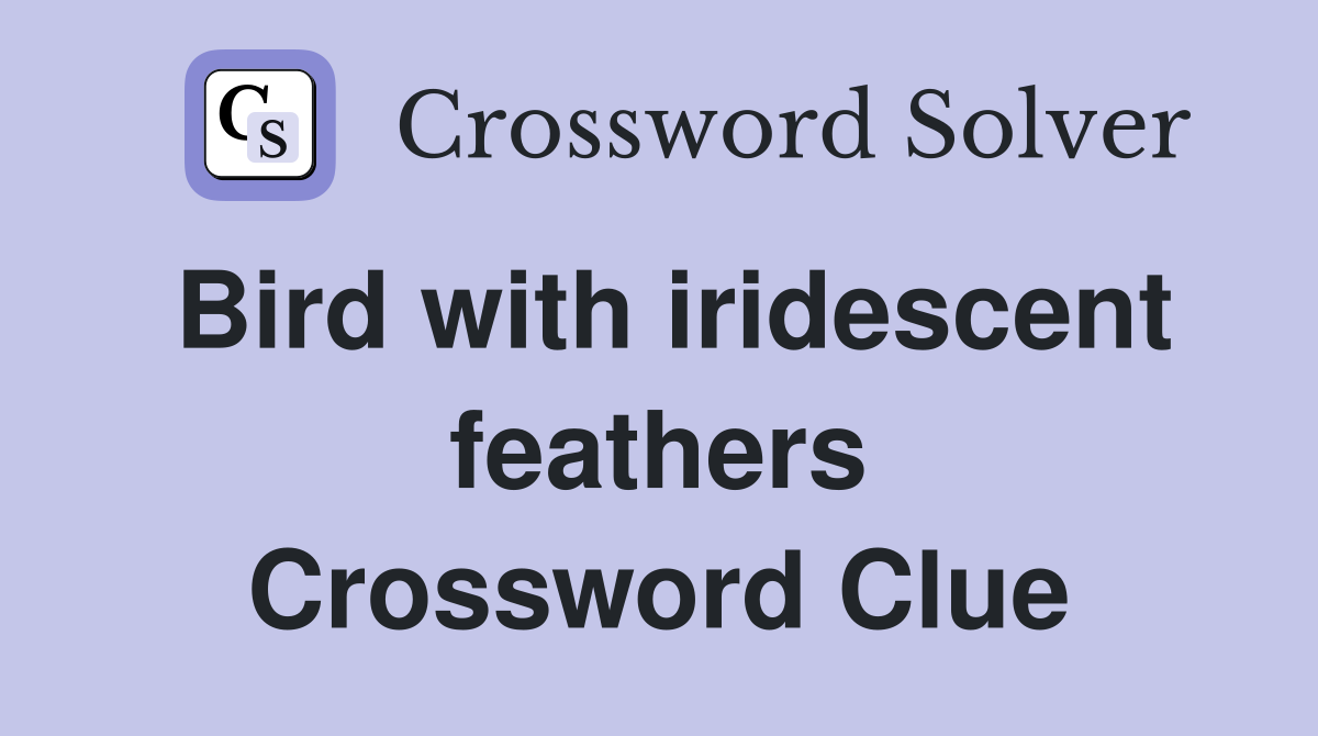 Bird with iridescent feathers Crossword Clue