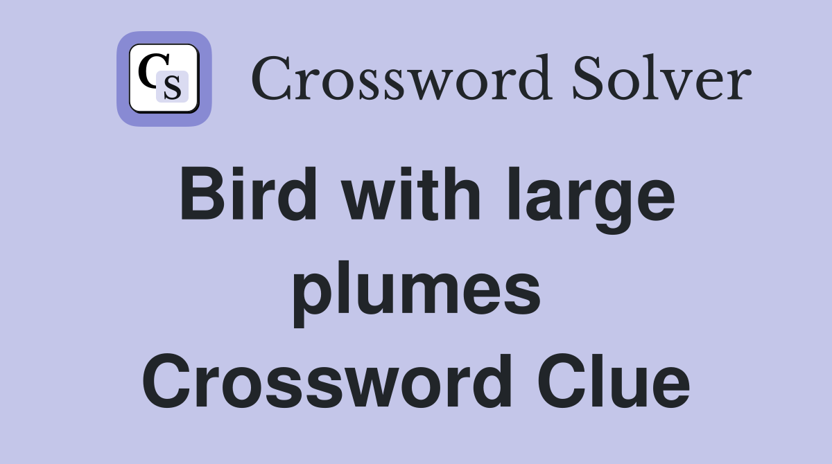Bird with large plumes Crossword Clue