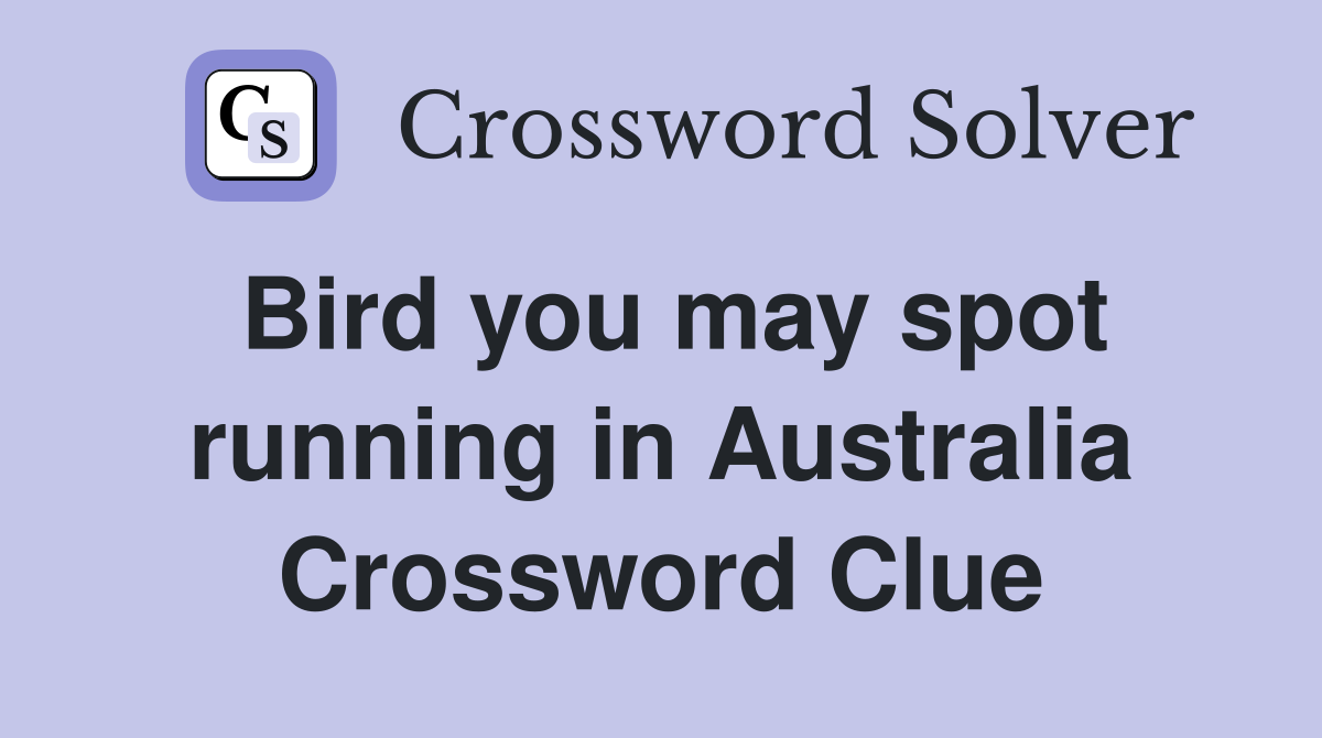 Bird you may spot running in Australia Crossword Clue