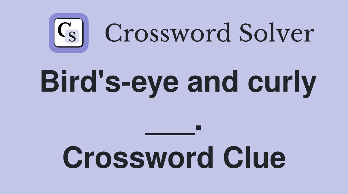 Bird's-eye and curly ___. Crossword Clue