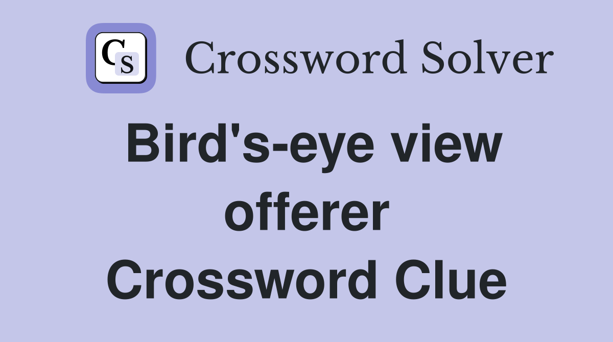 Bird's-eye view offerer Crossword Clue