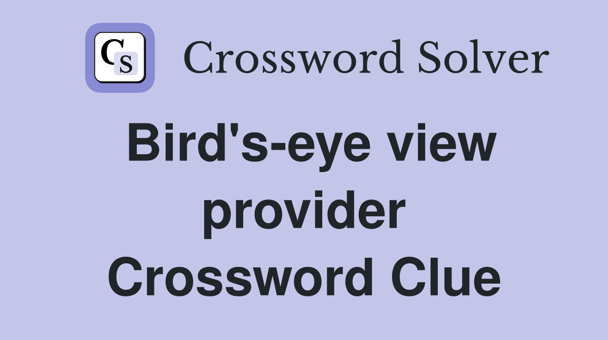 Bird's-eye view provider Crossword Clue