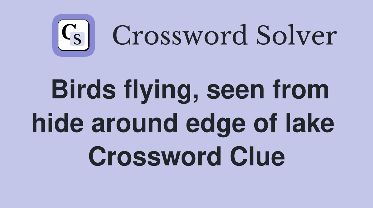 Birds flying, seen from hide around edge of lake  Crossword Clue