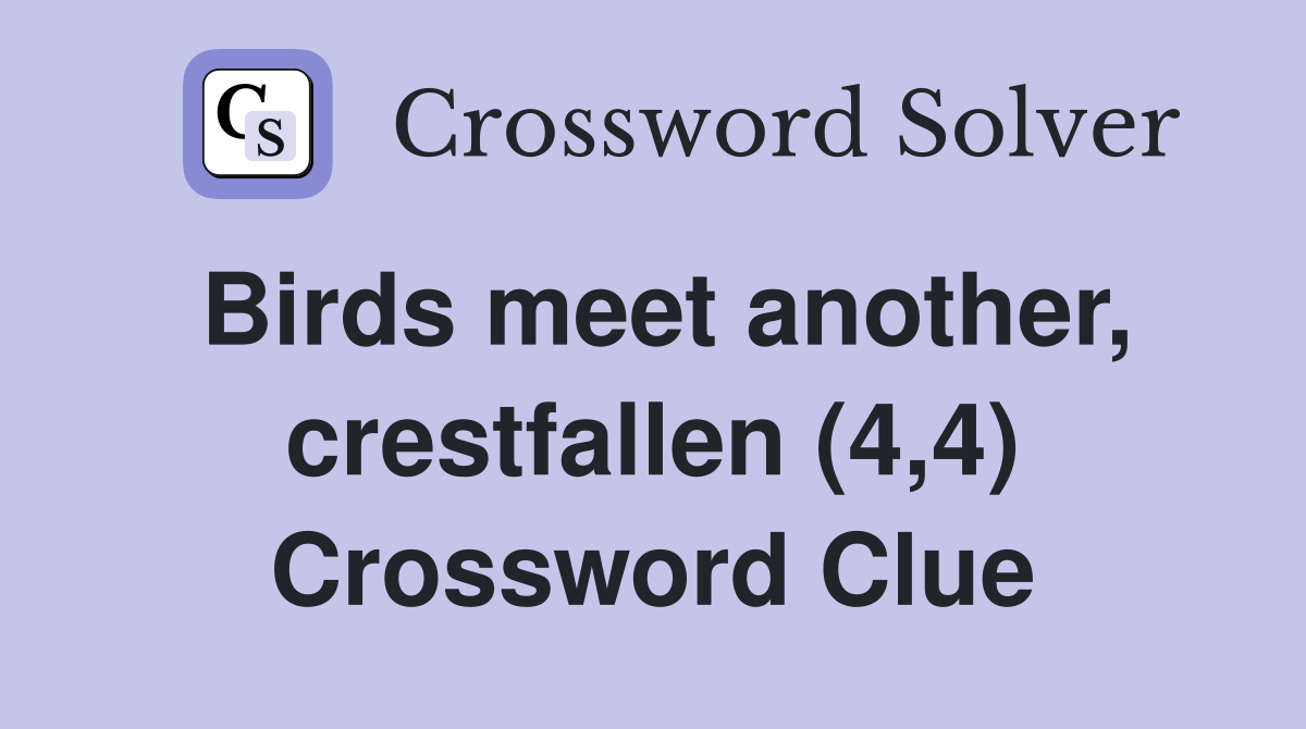 Birds meet another, crestfallen (4,4) Crossword Clue