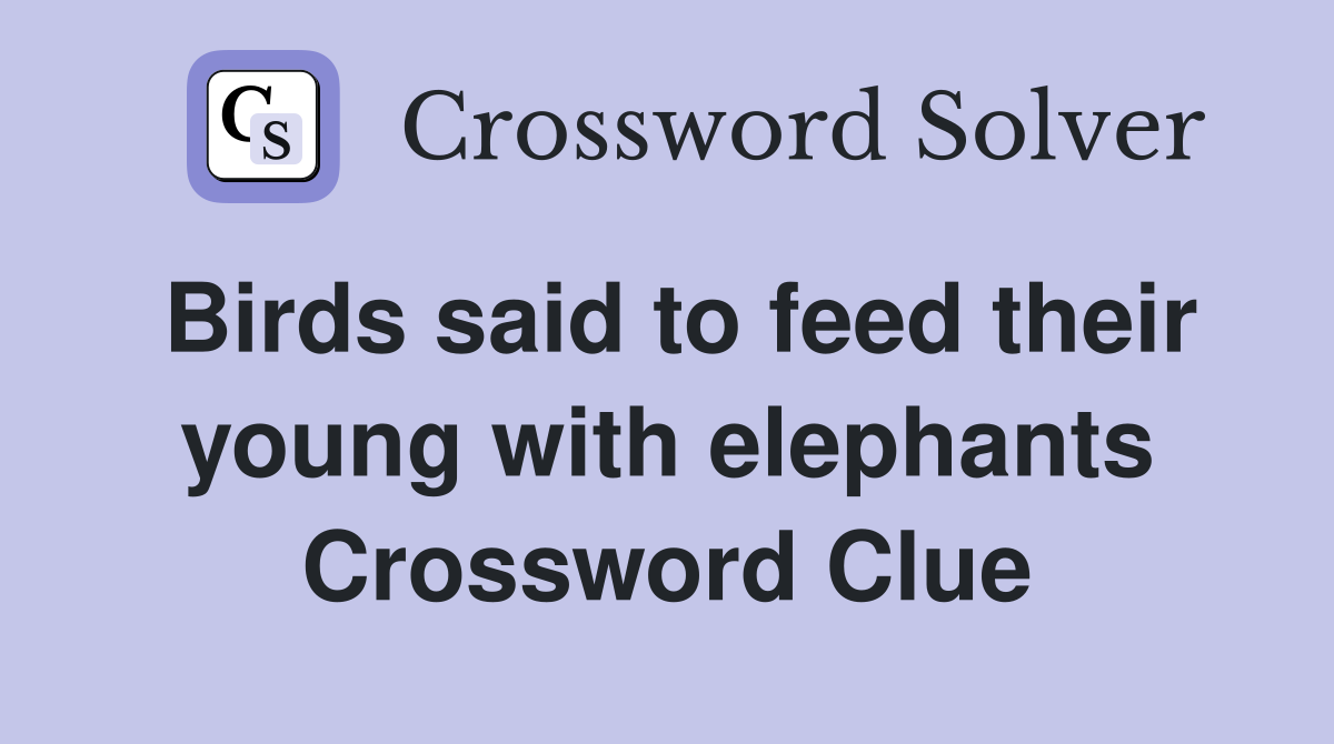 Birds said to feed their young with elephants Crossword Clue