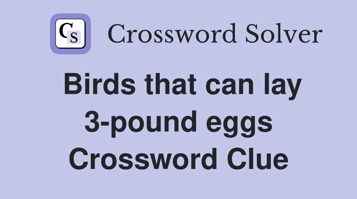 Birds that can lay 3-pound eggs Crossword Clue
