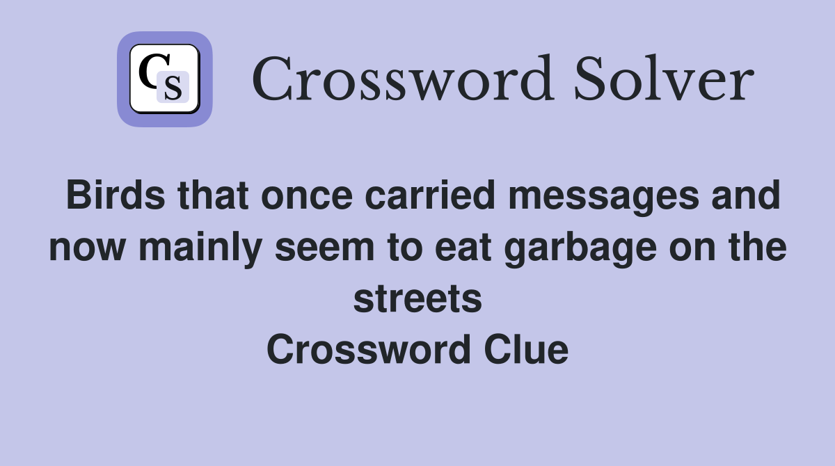 Birds that once carried messages and now mainly seem to eat garbage on the streets Crossword Clue