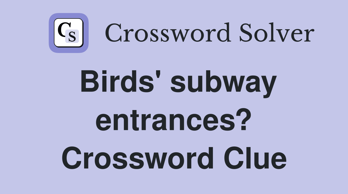 Birds' subway entrances? Crossword Clue