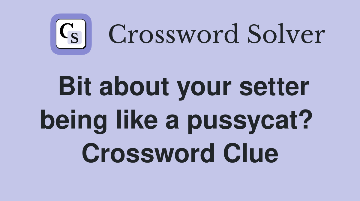 Bit about your setter being like a pussycat?  Crossword Clue