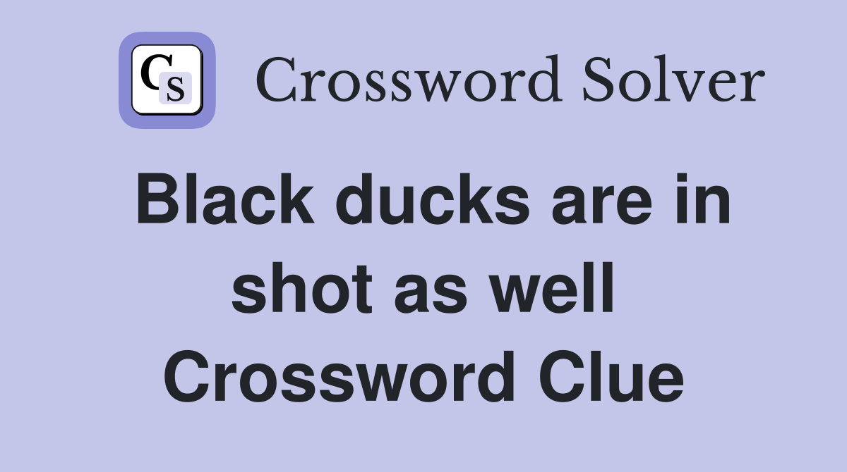 Black ducks are in shot as well Crossword Clue
