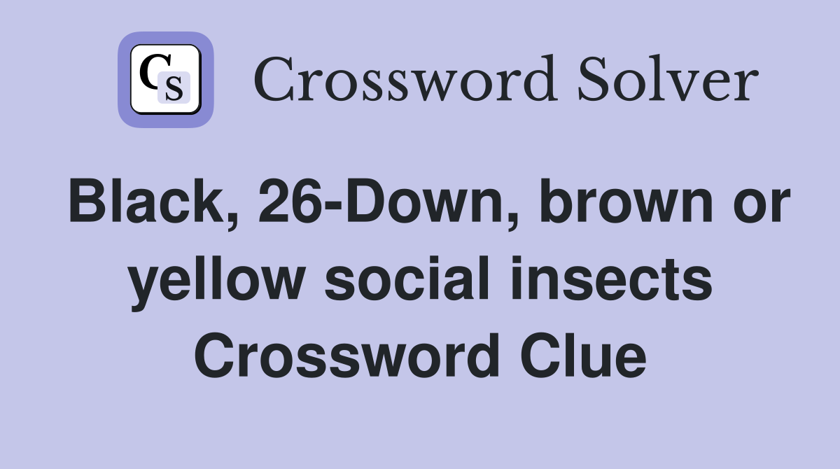 Black, 26-Down, brown or yellow social insects Crossword Clue