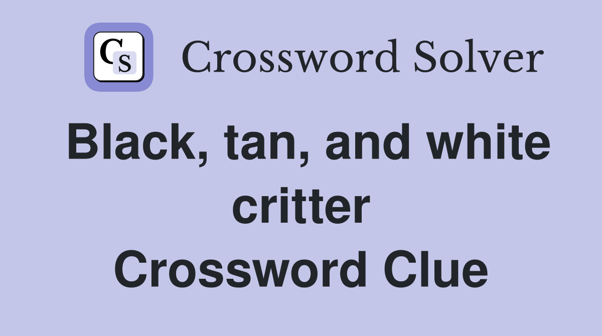 Black, tan, and white critter Crossword Clue