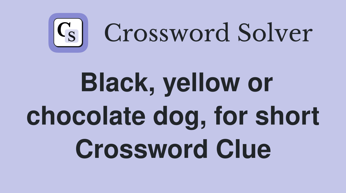 Black, yellow or chocolate dog, for short Crossword Clue