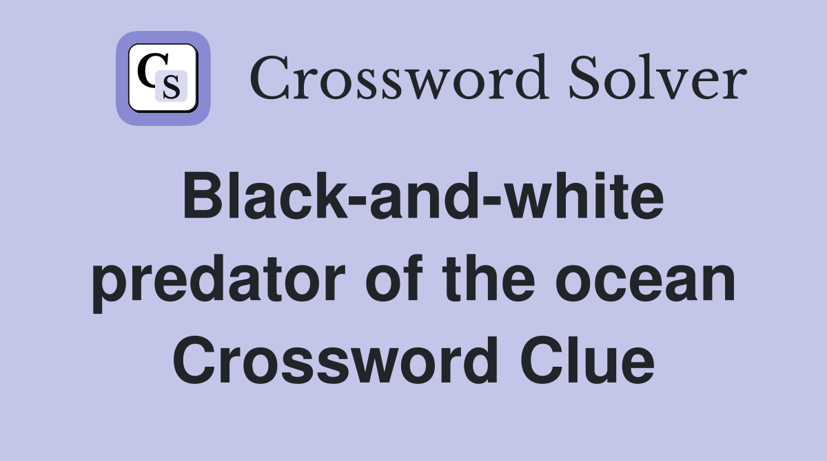 Black-and-white predator of the ocean Crossword Clue