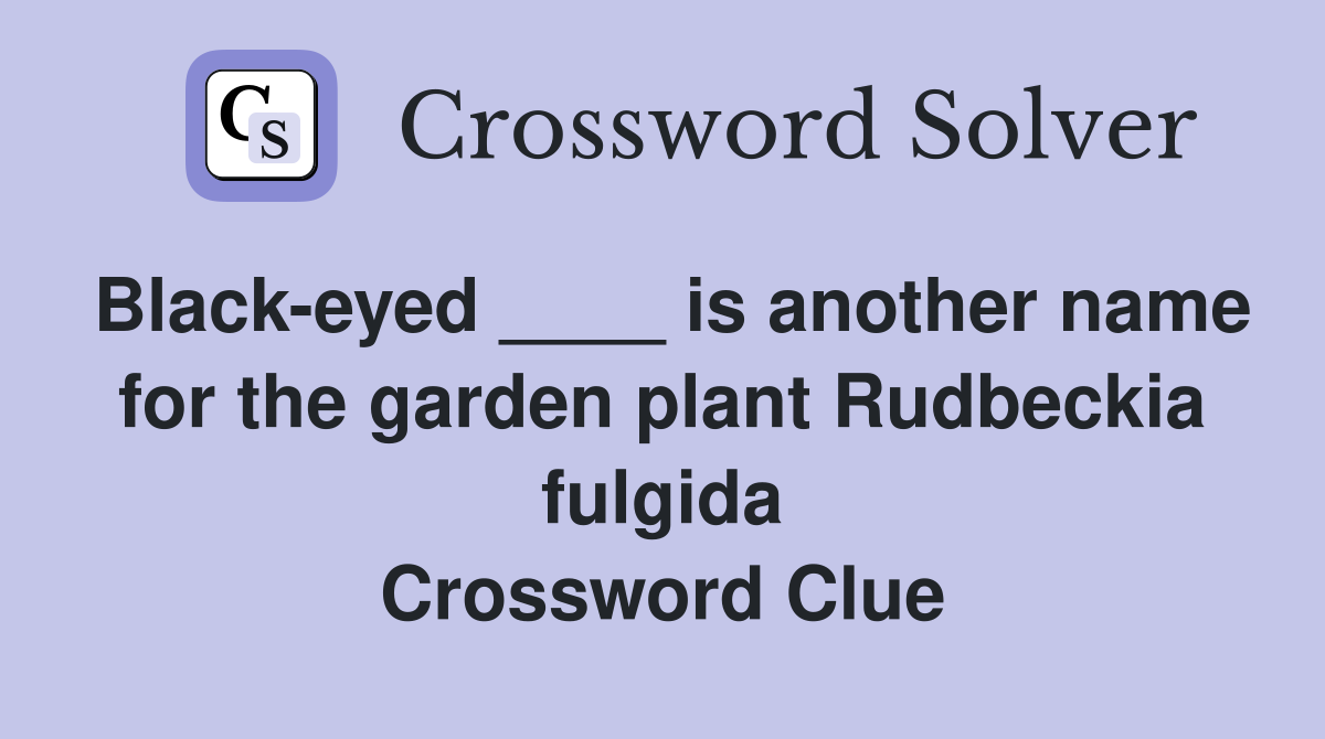 Black-eyed ____ is another name for the garden plant Rudbeckia fulgida Crossword Clue