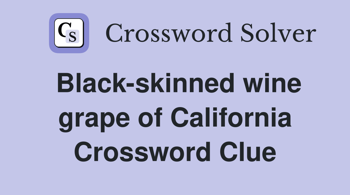 Black-skinned wine grape of California Crossword Clue