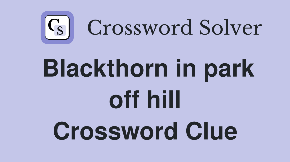 Blackthorn in park off hill Crossword Clue
