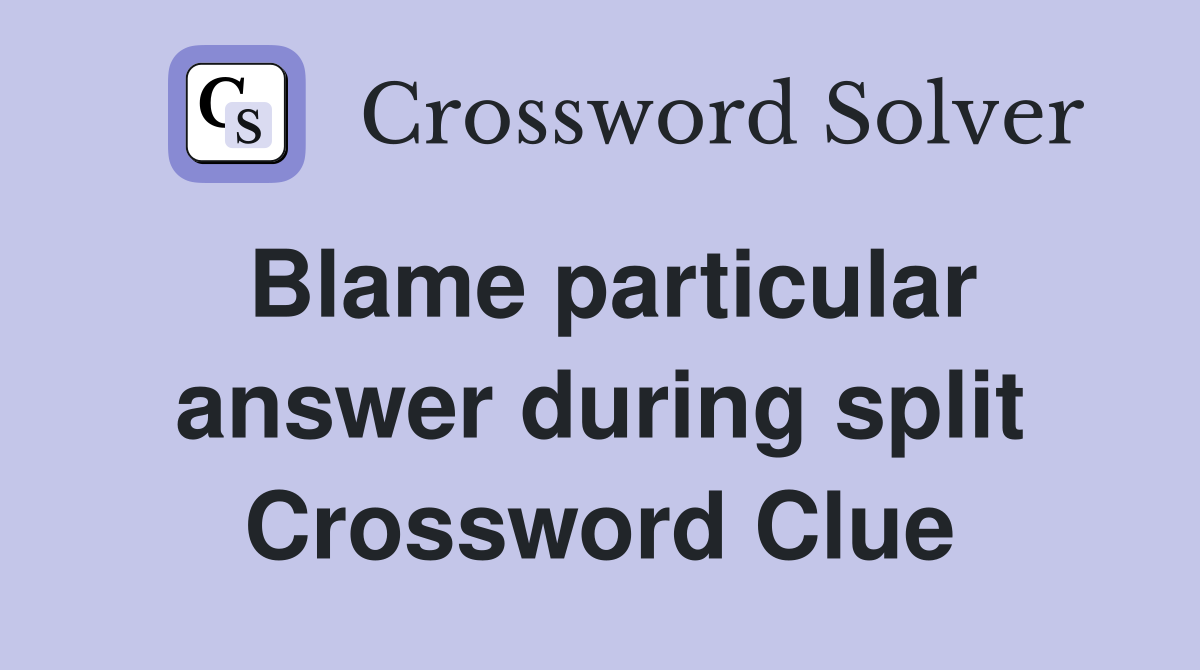 Blame particular answer during split Crossword Clue