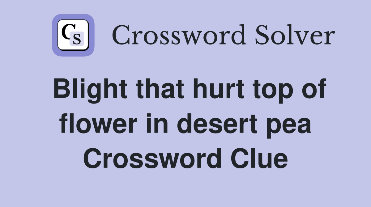 Blight that hurt top of flower in desert pea Crossword Clue