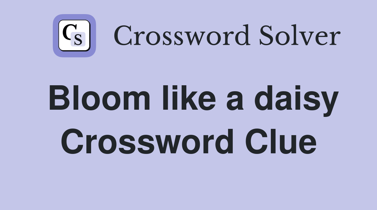 Bloom like a daisy Crossword Clue
