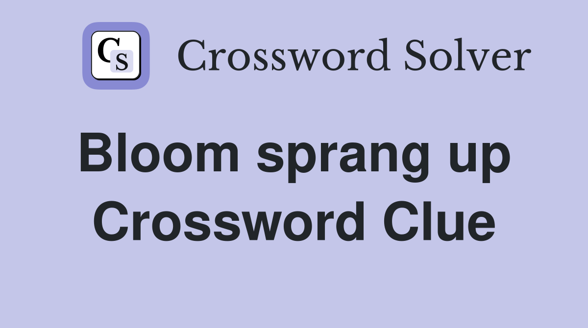Bloom sprang up  Crossword Clue