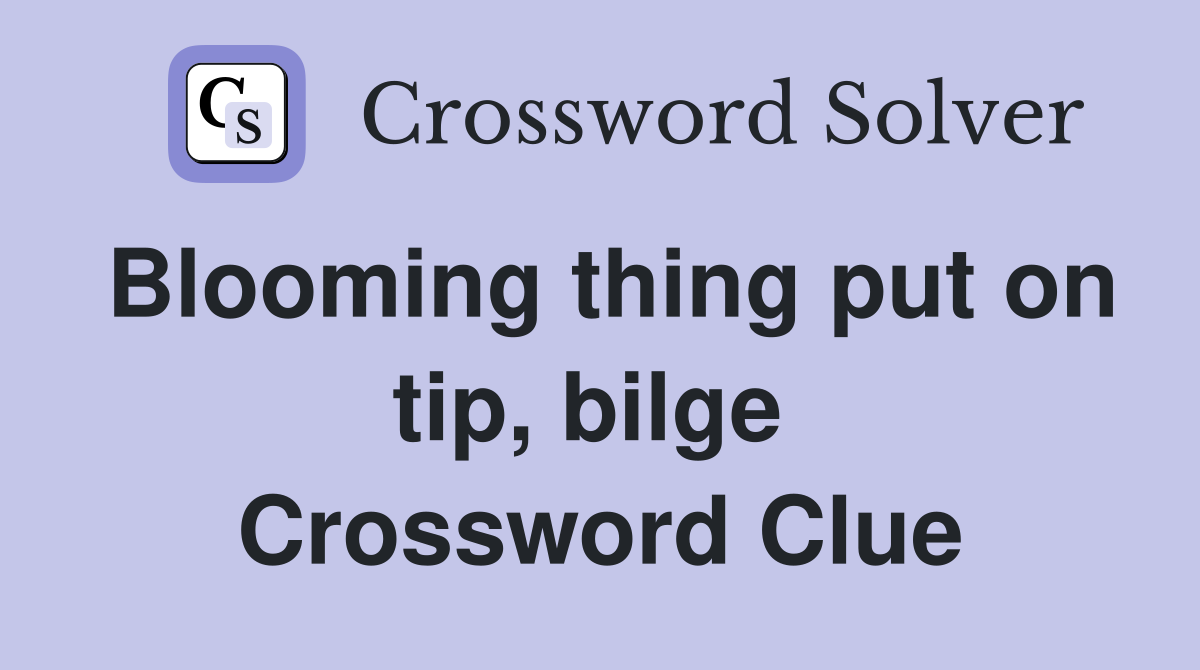 Blooming thing put on tip, bilge  Crossword Clue