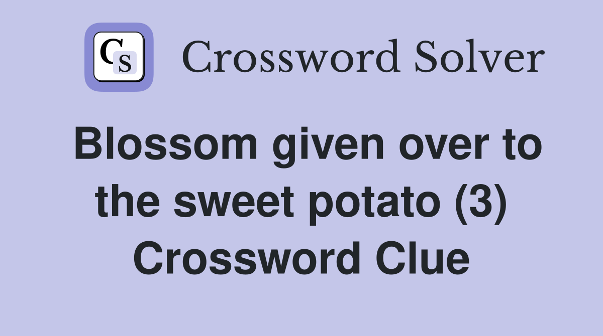 Blossom given over to the sweet potato (3) Crossword Clue
