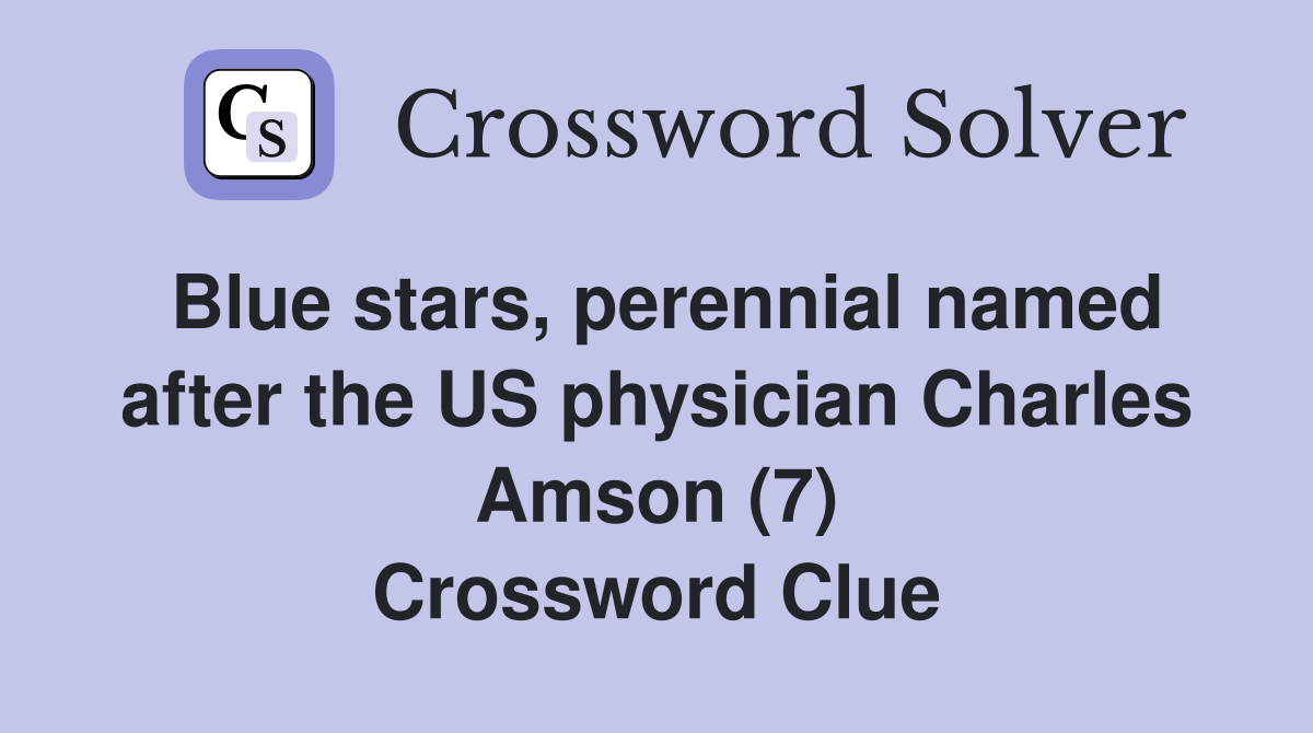 Blue stars, perennial named after the US physician Charles Amson (7) Crossword Clue