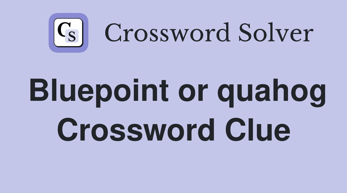 Bluepoint or quahog Crossword Clue