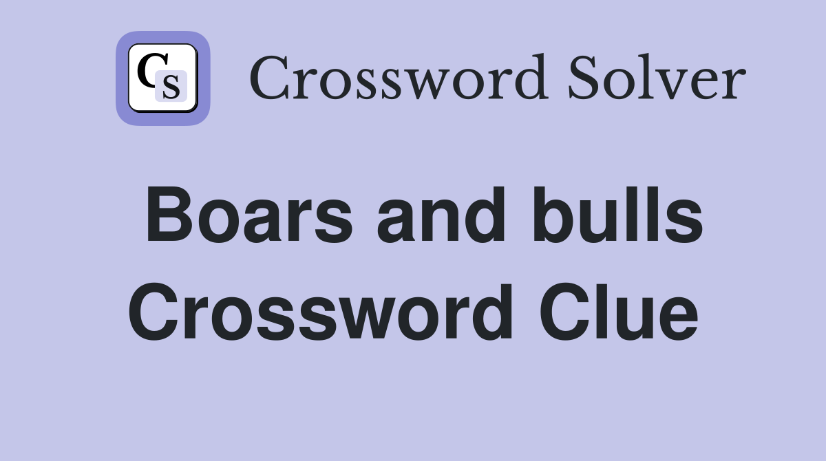 Boars and bulls Crossword Clue