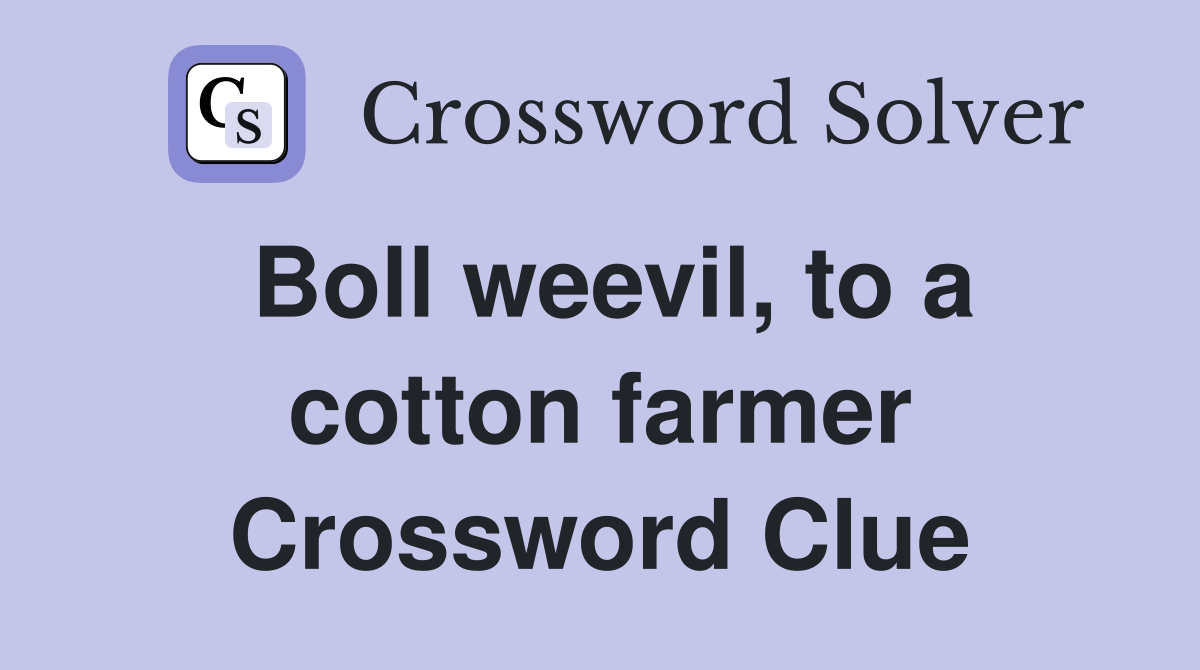Boll weevil, to a cotton farmer Crossword Clue