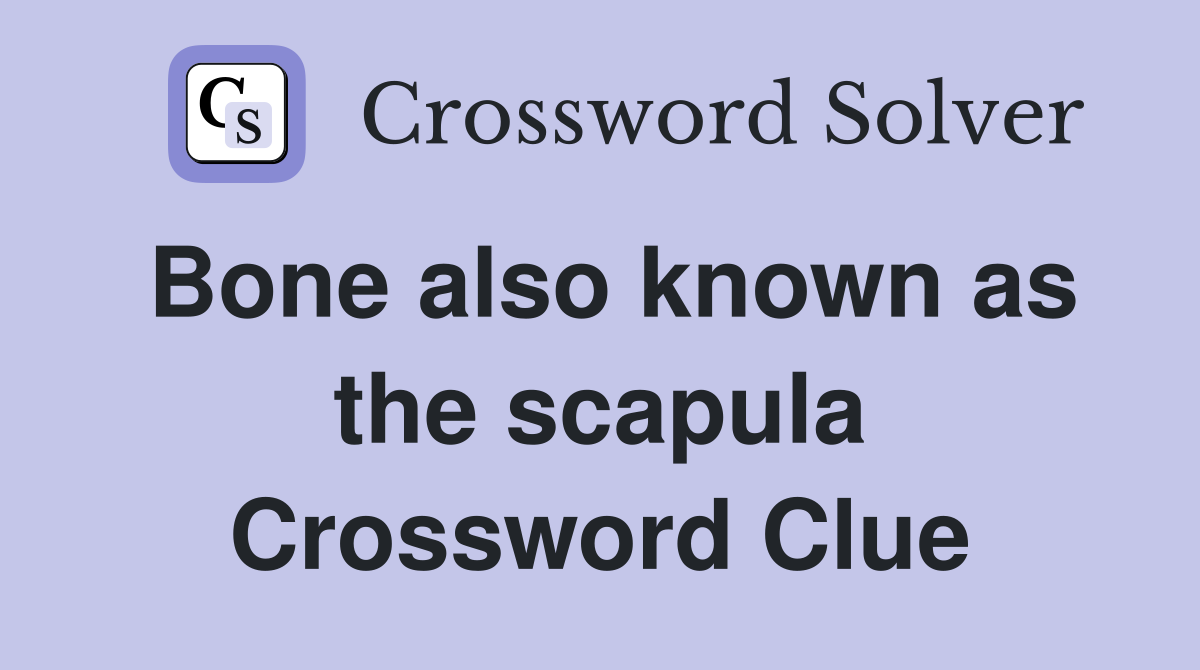 Bone also known as the scapula Crossword Clue