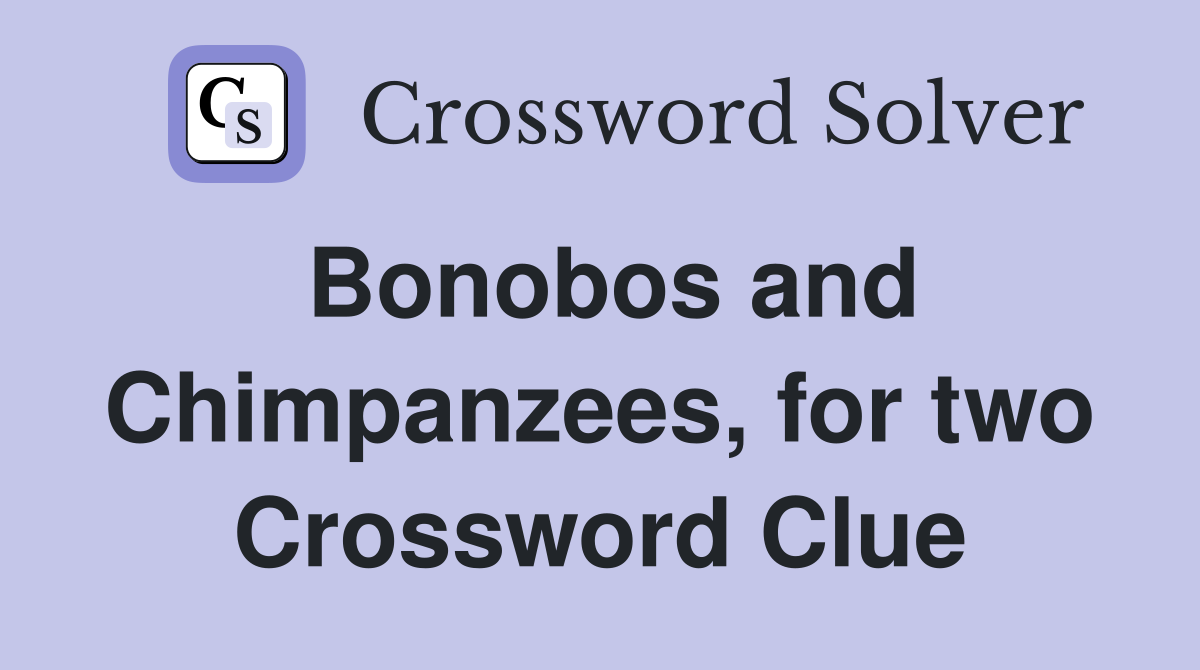 Bonobos and Chimpanzees, for two Crossword Clue