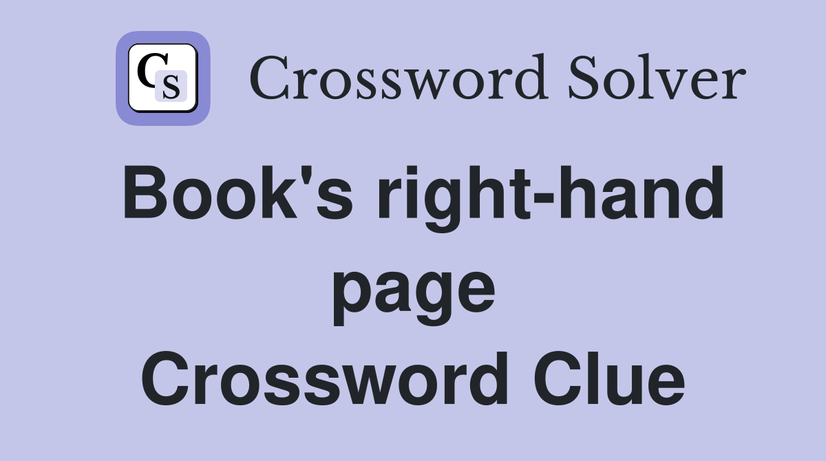 Book's right-hand page Crossword Clue