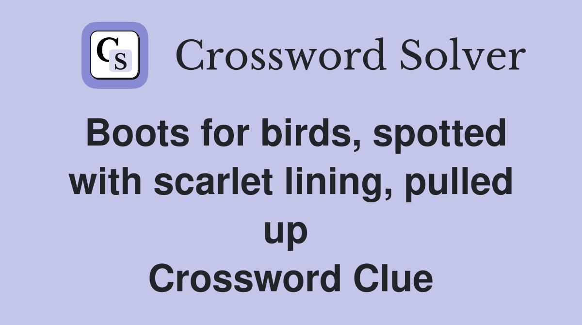 Boots for birds, spotted with scarlet lining, pulled up  Crossword Clue