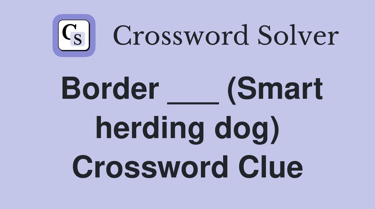 Border ___ (Smart herding dog) Crossword Clue
