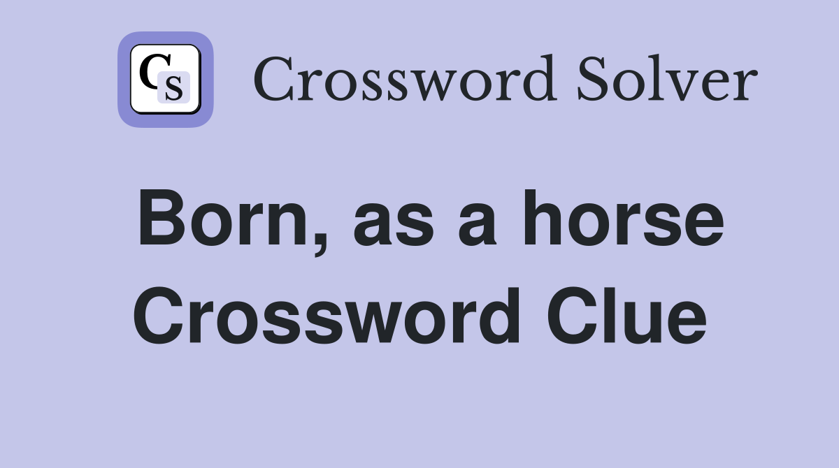 Born, as a horse Crossword Clue