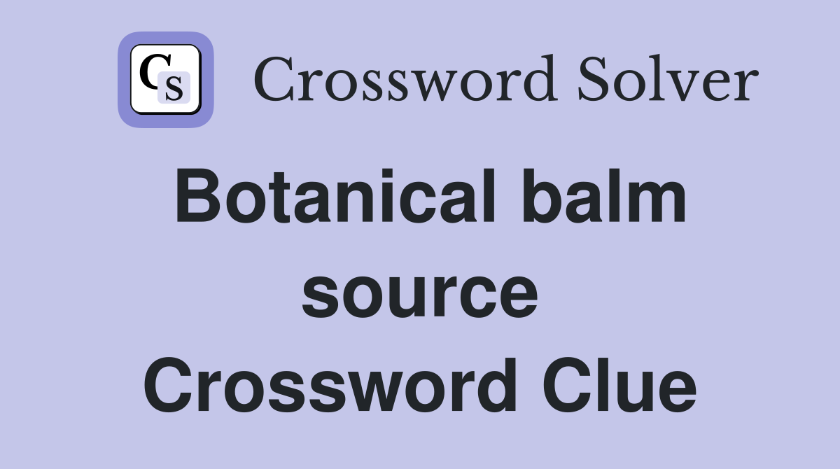 Botanical balm source Crossword Clue
