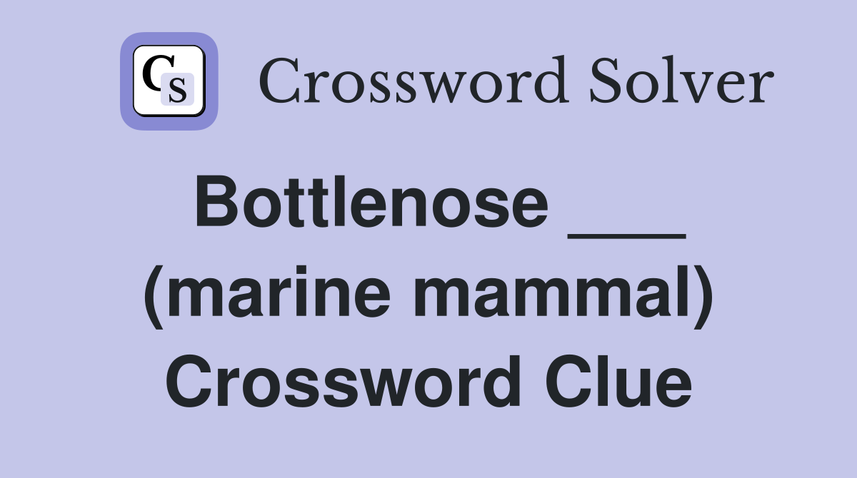 Bottlenose ___ (marine mammal) Crossword Clue