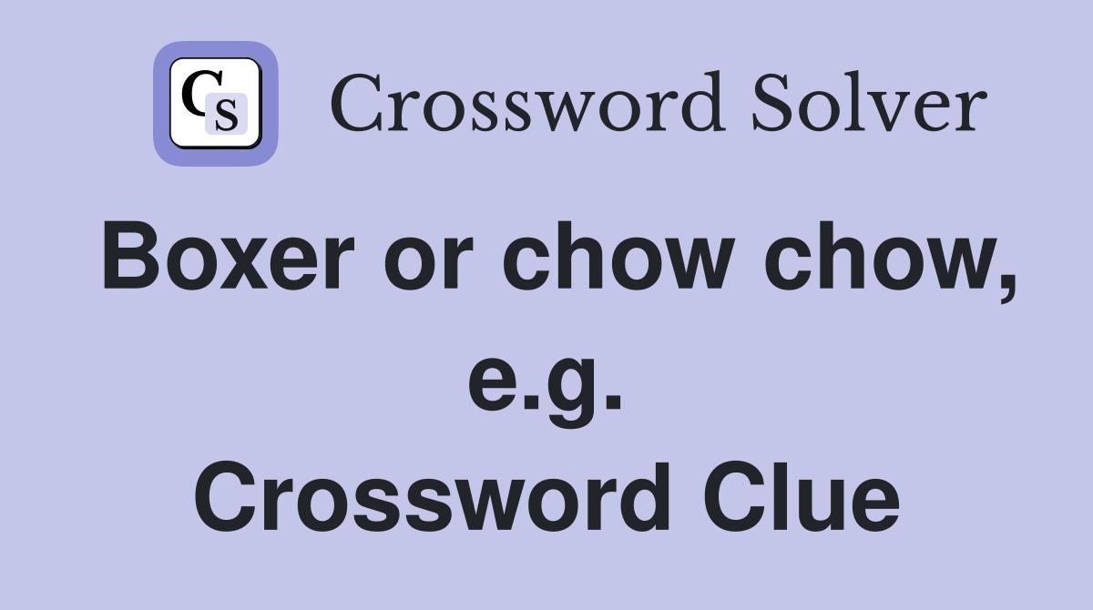 Boxer or chow chow, e.g. Crossword Clue