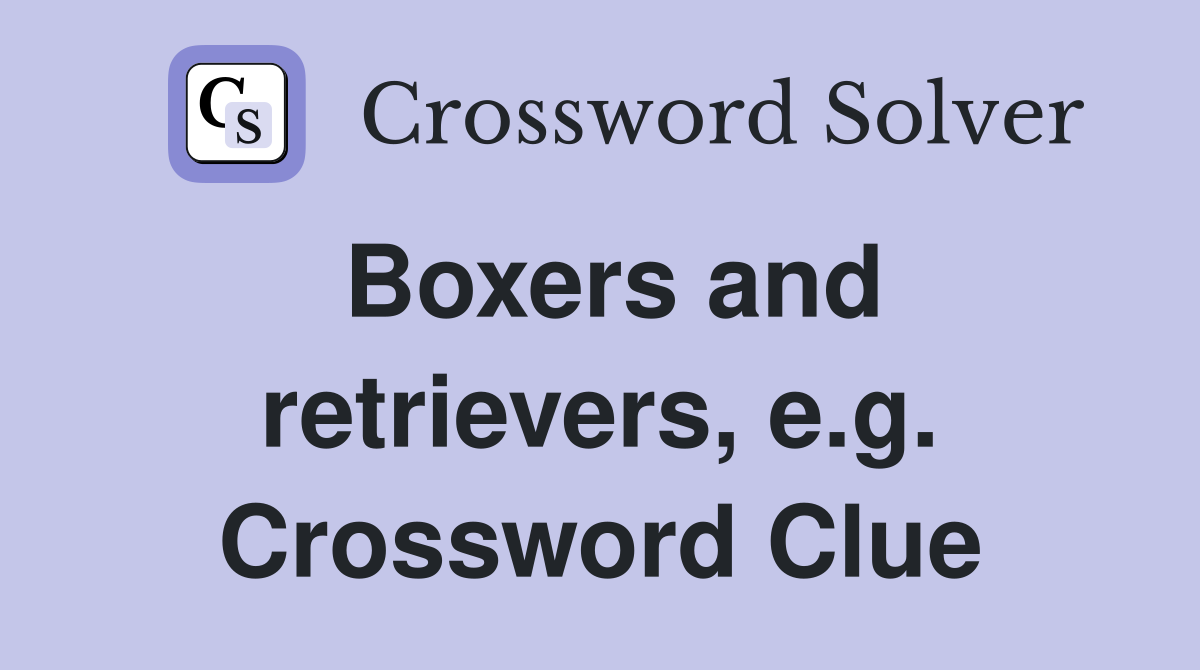 Boxers and retrievers, e.g. Crossword Clue