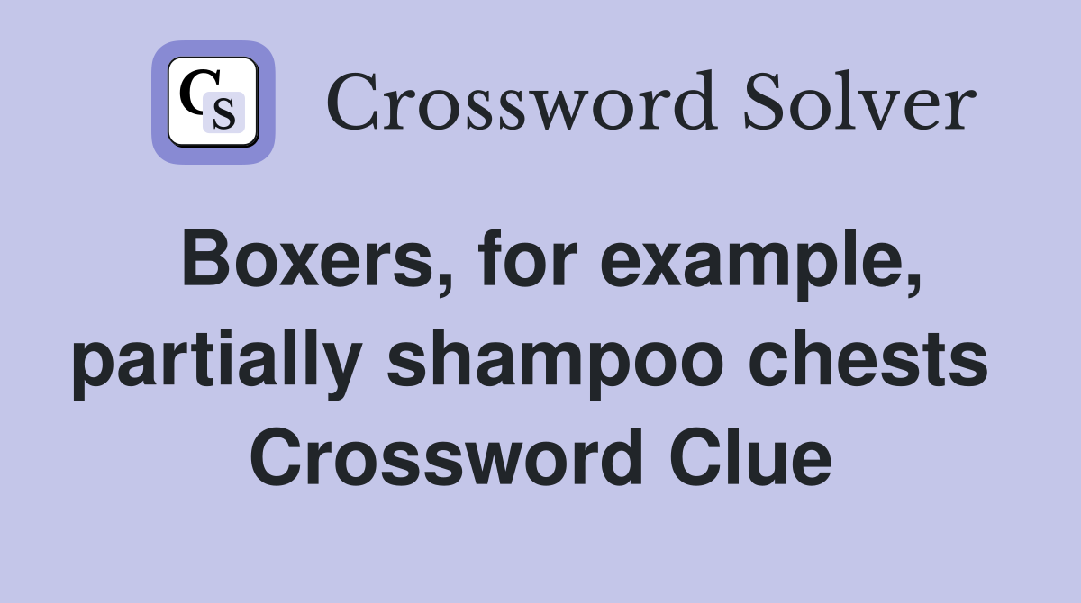 Boxers, for example, partially shampoo chests  Crossword Clue