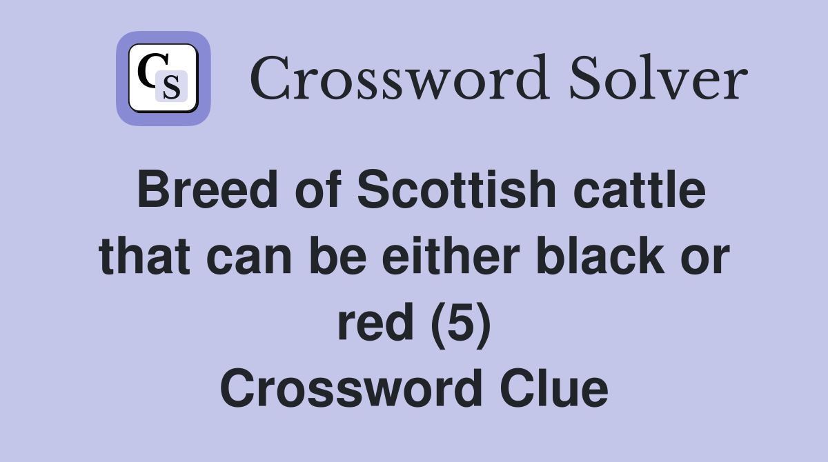 Breed of Scottish cattle that can be either black or red (5) Crossword Clue