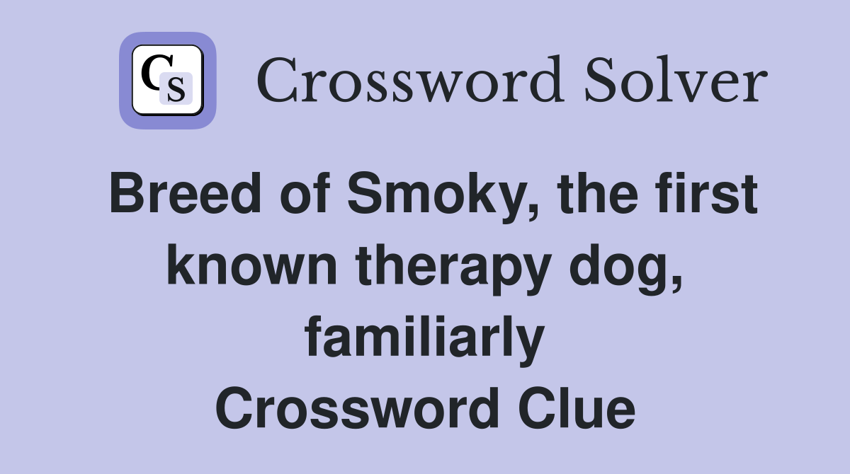 Breed of Smoky, the first known therapy dog, familiarly Crossword Clue