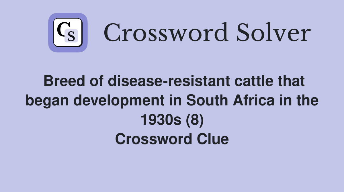 Breed of disease-resistant cattle that began development in South Africa in the 1930s (8) Crossword Clue